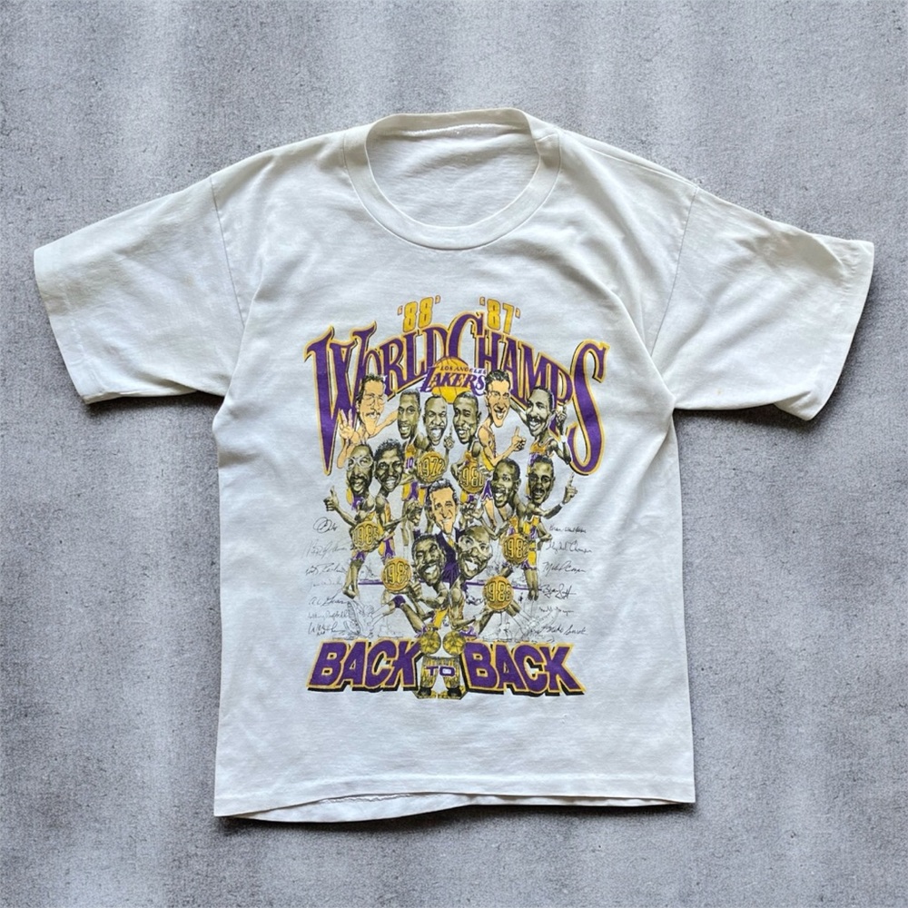 Vintage 1988 Los Angeles Lakers Championship Tee Shirt 80s NBA Magic Kareem VTG